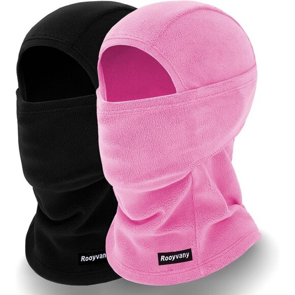 Women's Black/rosered Balaclava Mask Warm Windproof Lightweight Winter Face Mask